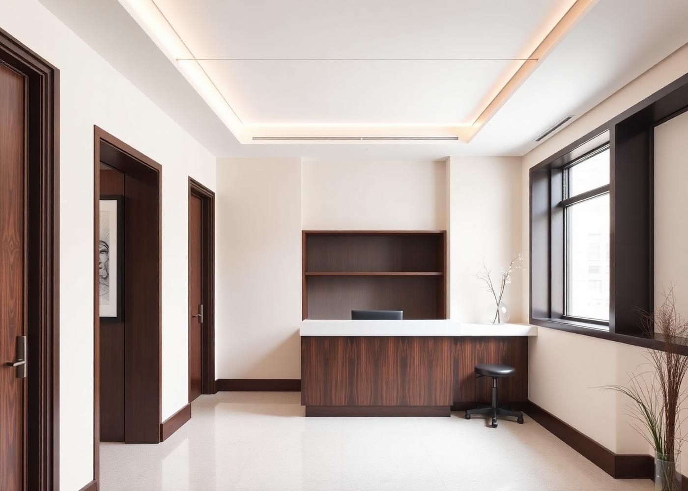 Quiet, minimal consultation office interior